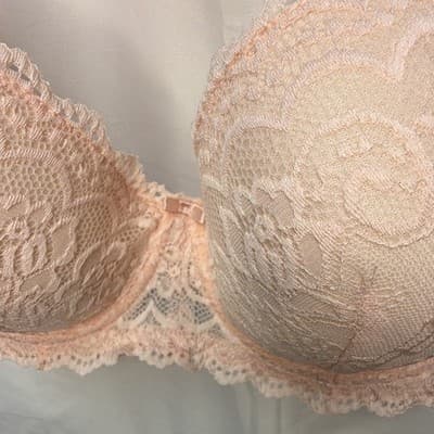 René Rofé Lingerie Lace Floral Underwire Lightly Padded Bra 36DD Pink - Thumbnail 3
