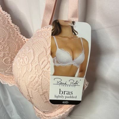 René Rofé Lingerie Lace Floral Push-Up Lightly Padded Bra 40D Pink - Thumbnail 3