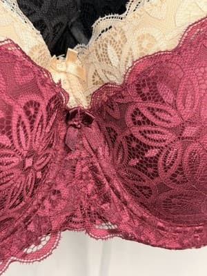 René Rofé Lingerie 3-Pack Lace Floral Underwire Lightly Padded Bras S B - Thumbnail 4
