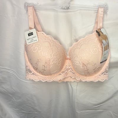 René Rofé Lingerie Lace Floral Underwire Push-Up Lightly Padded Bra 38D Pink - Thumbnail 2