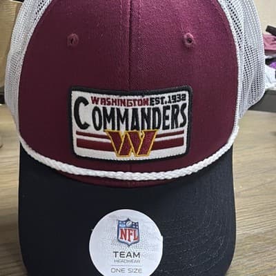 NFL Team Apparel Washington Commanders NFL Mesh Trucker Cap Hat One Size - Thumbnail 2
