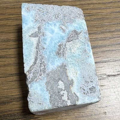 Larimar Blue & Gray Rough Mineral Stone Slab Block Lapidary Cabbing Material - Thumbnail 3