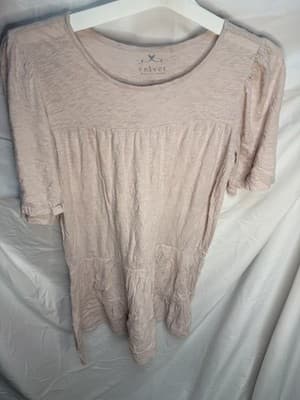 Velvet by Graham & Spencer Women's Light Pink Knit Short Sleeve Blouse M - Thumbnail 2