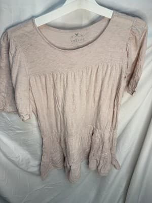 Velvet by Graham & Spencer Women's Light Pink Knit Short Sleeve Blouse M - Thumbnail 3