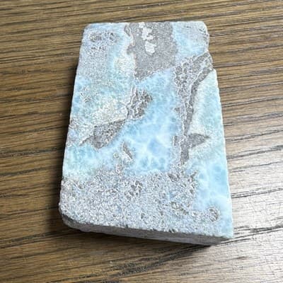Larimar Blue & Gray Rough Mineral Stone Slab Block Lapidary Cabbing Material - Thumbnail 4