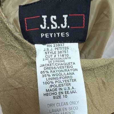 J.S.J. Petites Women's Beige Sheath Scoop Neck Sleeveless Knee Dress 10P - Thumbnail 3