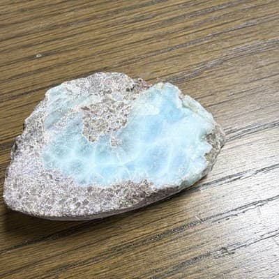 Blue Larimar Mineral Crystal Slab Slice Specimen on Matrix Rough Display Piece - Thumbnail 6