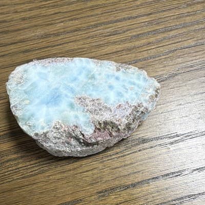Blue Larimar Mineral Crystal Slab Slice Specimen on Matrix Rough Display Piece - Thumbnail 2