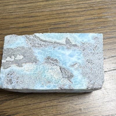 Larimar Blue & Gray Rough Mineral Stone Slab Block Lapidary Cabbing Material - Thumbnail 2