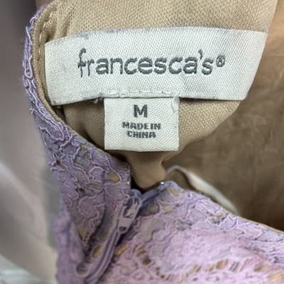 Francesca's Women's Lavender/Beige Floral Lace Sleeveless A-Line Short Dress M - Thumbnail 6