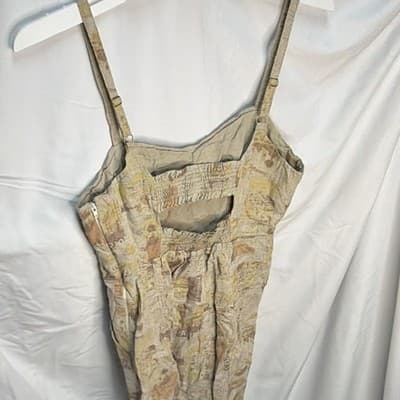 Urban Outfitters Beige/Brown Paris Graphic Print Cotton Zip Jumpsuit M - Thumbnail 3