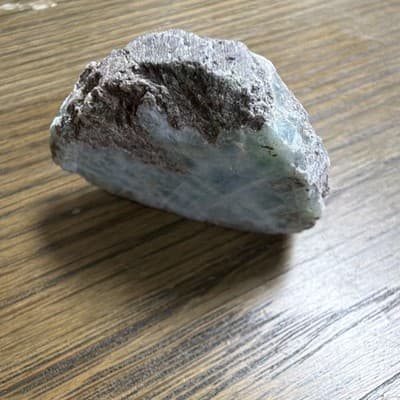 Blue Larimar Mineral Crystal Slab Slice Specimen on Matrix Rough Display Piece - Thumbnail 5