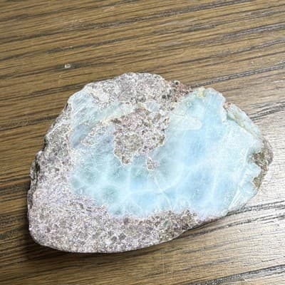 Blue Larimar Mineral Crystal Slab Slice Specimen on Matrix Rough Display Piece - Thumbnail 3