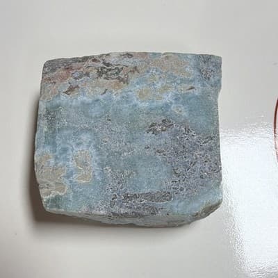 Blue Larimar & White Lapidary Stone Slab Rough Cut, Marked "A" - Thumbnail 6