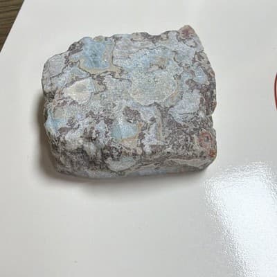 Blue Larimar & White Lapidary Stone Slab Rough Cut, Marked "A" - Thumbnail 7