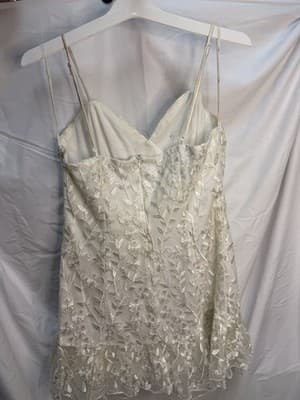 Lulus Women's White Embroidered Lace Sweetheart Strappy Mini Dress L - Thumbnail 2