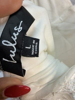 Lulus Women's White Embroidered Lace Sweetheart Strappy Mini Dress L - Thumbnail 3