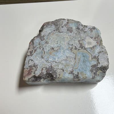 Blue Larimar & White Lapidary Stone Slab Rough Cut, Marked "A" - Thumbnail 8