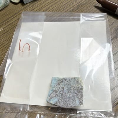 Blue Larimar & White Lapidary Stone Slab Rough Cut, Marked "A" - Thumbnail 4