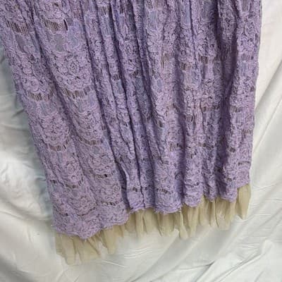 Francesca's Women's Lavender/Beige Floral Lace Sleeveless A-Line Short Dress M - Thumbnail 3