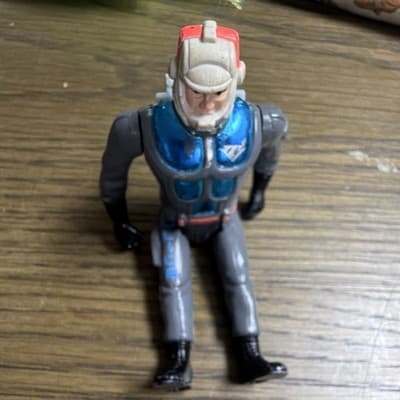 1988 Pilot Action Figure w/ Helmet & Backpack Gray Blue Black White Red Plastic - Thumbnail 4