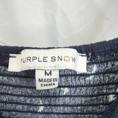 Purple Snow Black/White Bird Print Tie Front V-Neck Strappy Romper M - Thumbnail 3