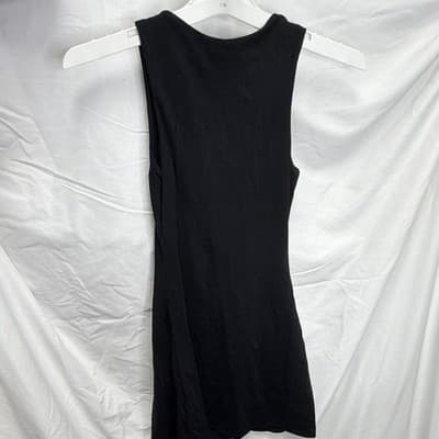 Qinsen Women's Black Cowl Neck Sleeveless Solid Pullover Tank Top S - Thumbnail 4