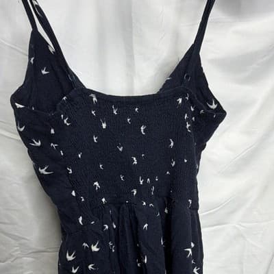 Purple Snow Black/White Bird Print Tie Front V-Neck Strappy Romper M - Thumbnail 5