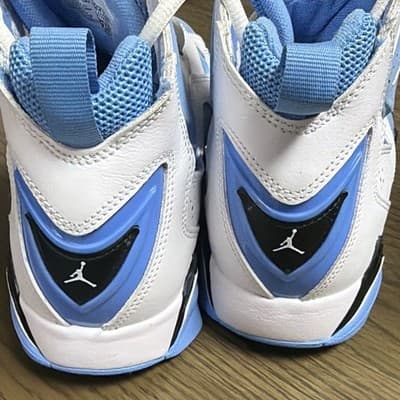 Jordan Air Jordan True Flight UNC Mid Top Basketball Sneakers White Blue Black - Thumbnail 6