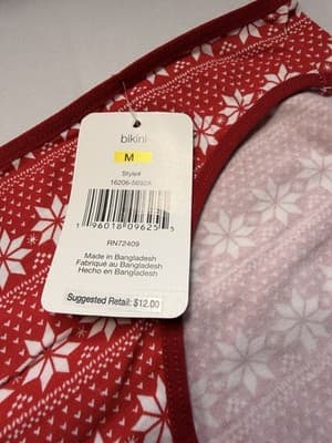 René Rofé Women's Bikini Panties M Red/White Fair Isle MPN 16206-5622A - Thumbnail 4