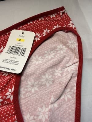 René Rofé Women's Bikini Panties M Red/White Fair Isle MPN 16206-5622A - Thumbnail 2