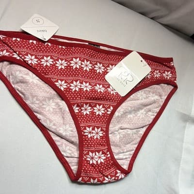 Rene Rofe Women's Bikini Panties S Red/White Fair Isle Holiday Polyester 1-Pack - Thumbnail 4