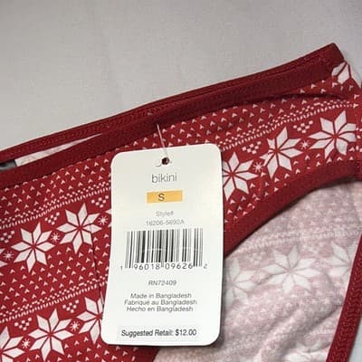 Women's Bikini Panties S Red/White Fair Isle MPN 16206-5692A - Thumbnail 2