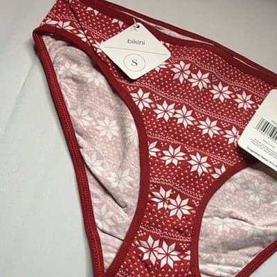 Women's Bikini Panties S Red/White Fair Isle MPN 16206-5692A - Thumbnail 3