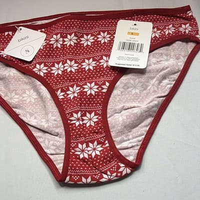 Women's Bikini Panties S Red/White Fair Isle MPN 16206-5692A - Thumbnail 4