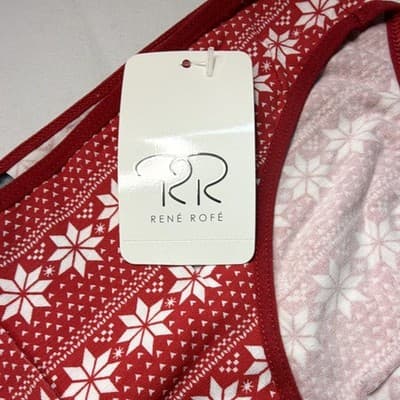 Rene Rofe Women's Bikini Panties S Red/White Fair Isle Holiday Polyester 1-Pack - Thumbnail 3