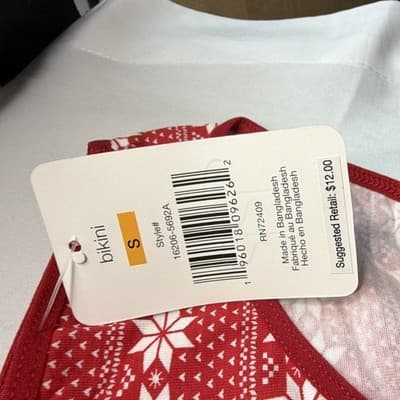 Rene Rofe Women's Bikini Panties S Red/White Fair Isle Holiday Polyester 1-Pack - Thumbnail 2
