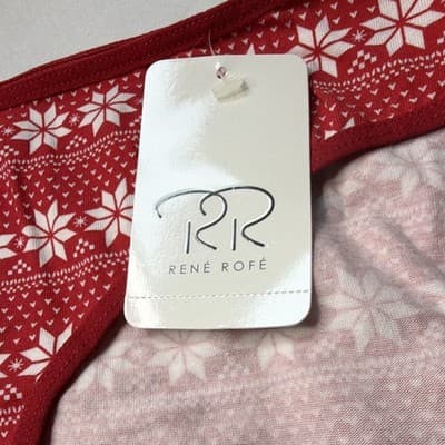 René Rofé Women's Bikini Panties XL Red/White Snowflake Christmas Print - Thumbnail 3