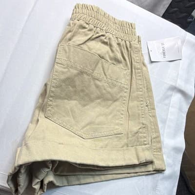 Forever 21 Beige Twill Chino Shorts XS High Rise Pull-On Elastic Waist Pockets - Thumbnail 5