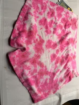 Hang Ten Women's Pink/White Tie-Dye Terry Drawstring Shorts L14 Mid Rise Logo - Thumbnail 2