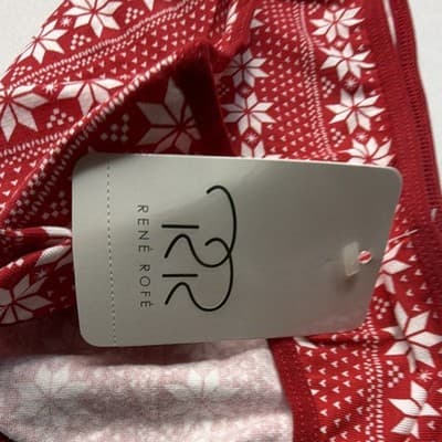 René Rofé Women’s Red/White Snowflake Christmas Bikini Swim Bottom Size L - Thumbnail 4