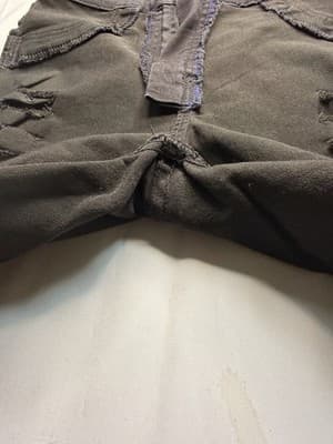 Women's Gray Denim Cut-Off Shorts 9/10 Distressed Frayed Hem 5-Pocket Button - Thumbnail 5