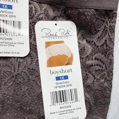 2 René Rofé Women's Boyshort Panties 2X Black Floral Lace Bow - Thumbnail 11