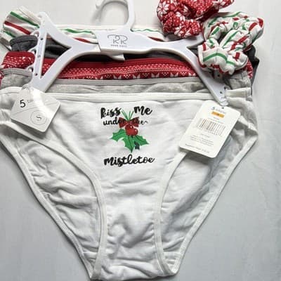 Rene Rofe Women's Bikini Panties S 5-Pack Cotton Multicolor Mixed Christmas - Thumbnail 5