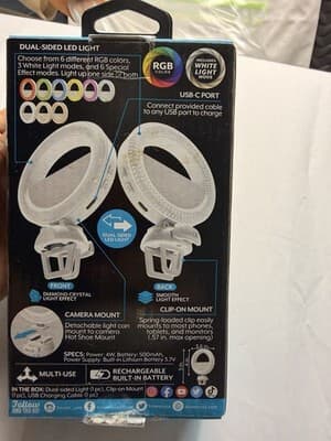 Bower Dual-Sided Clip-On RGB LED Light w/ Camera Mount USB-C Rechargeable - Thumbnail 4