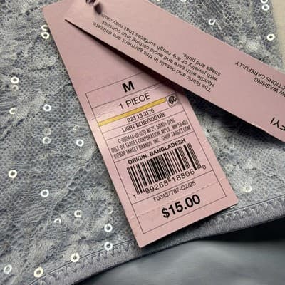 Set Wild Fable Sequin Embellished High Rise Baby Blue Panties Bloomers- Size M - Thumbnail 7