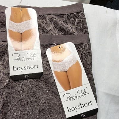 2 René Rofé Women's Boyshort Panties 2X Black Floral Lace Bow - Thumbnail 8
