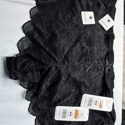 2 René Rofé Women's Boyshort Panties 2X Black Floral Lace Bow - Thumbnail 5