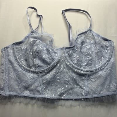 Set Wild Fable Sequin Embellished High Rise Baby Blue Panties Bloomers- Size M - Thumbnail 13