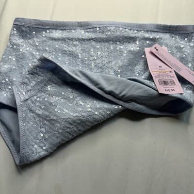 Set Wild Fable Sequin Embellished High Rise Baby Blue Panties Bloomers- Size M - Thumbnail 8